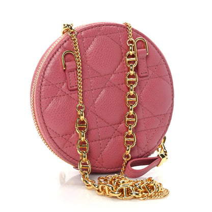 Christian Dior Calfskin Cannage Round Caro Pouch Pink Yarrow 3 of 7