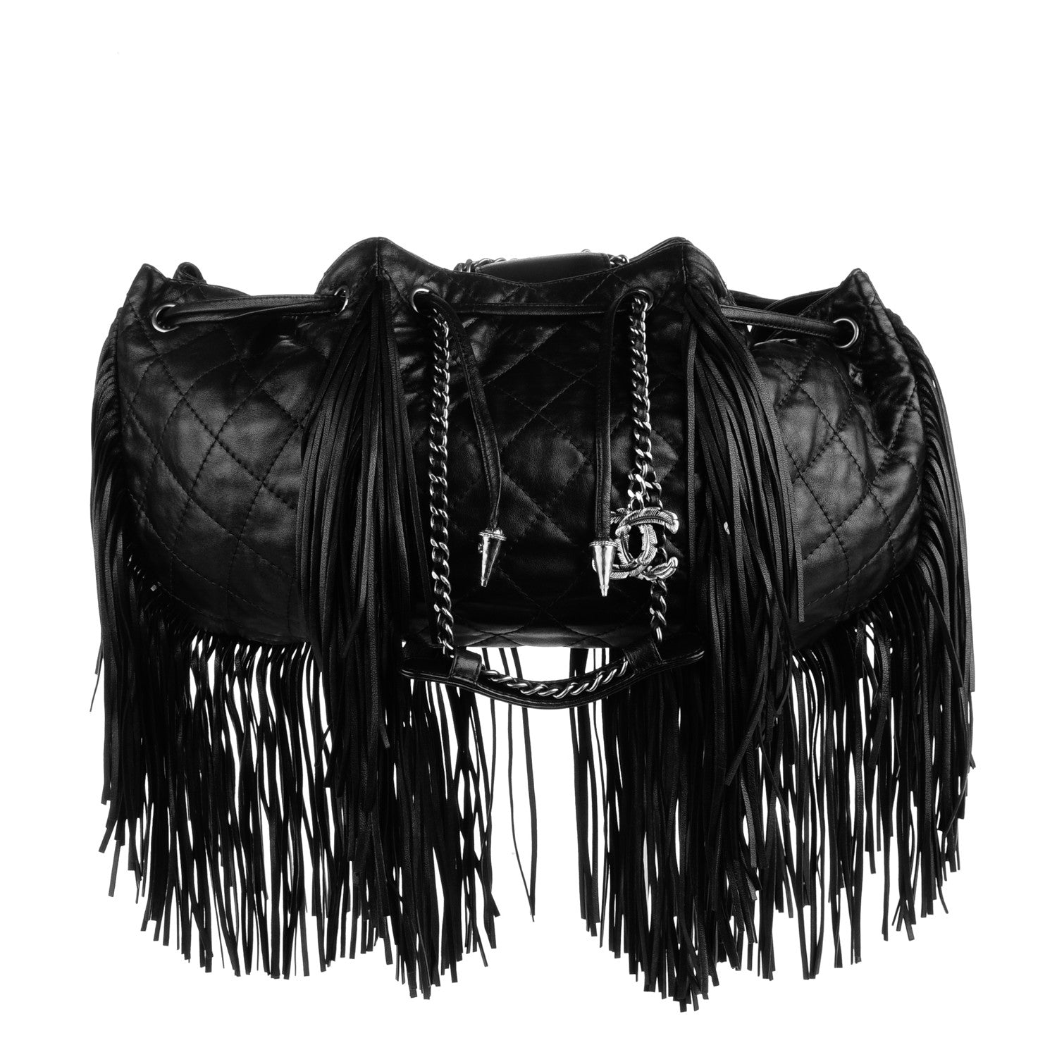 Chanel Lambskin Quilted Western Baluchon Fringe Bag Black 1 of 7