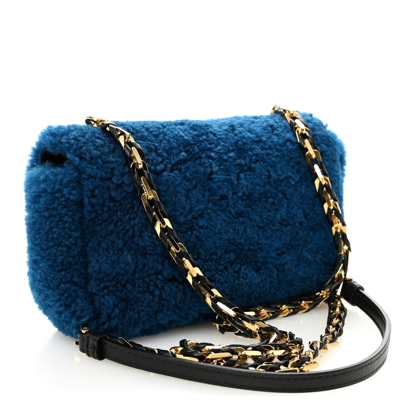 Shearling Nappa Mini Be Baguette Shoulder Bag Blue Black