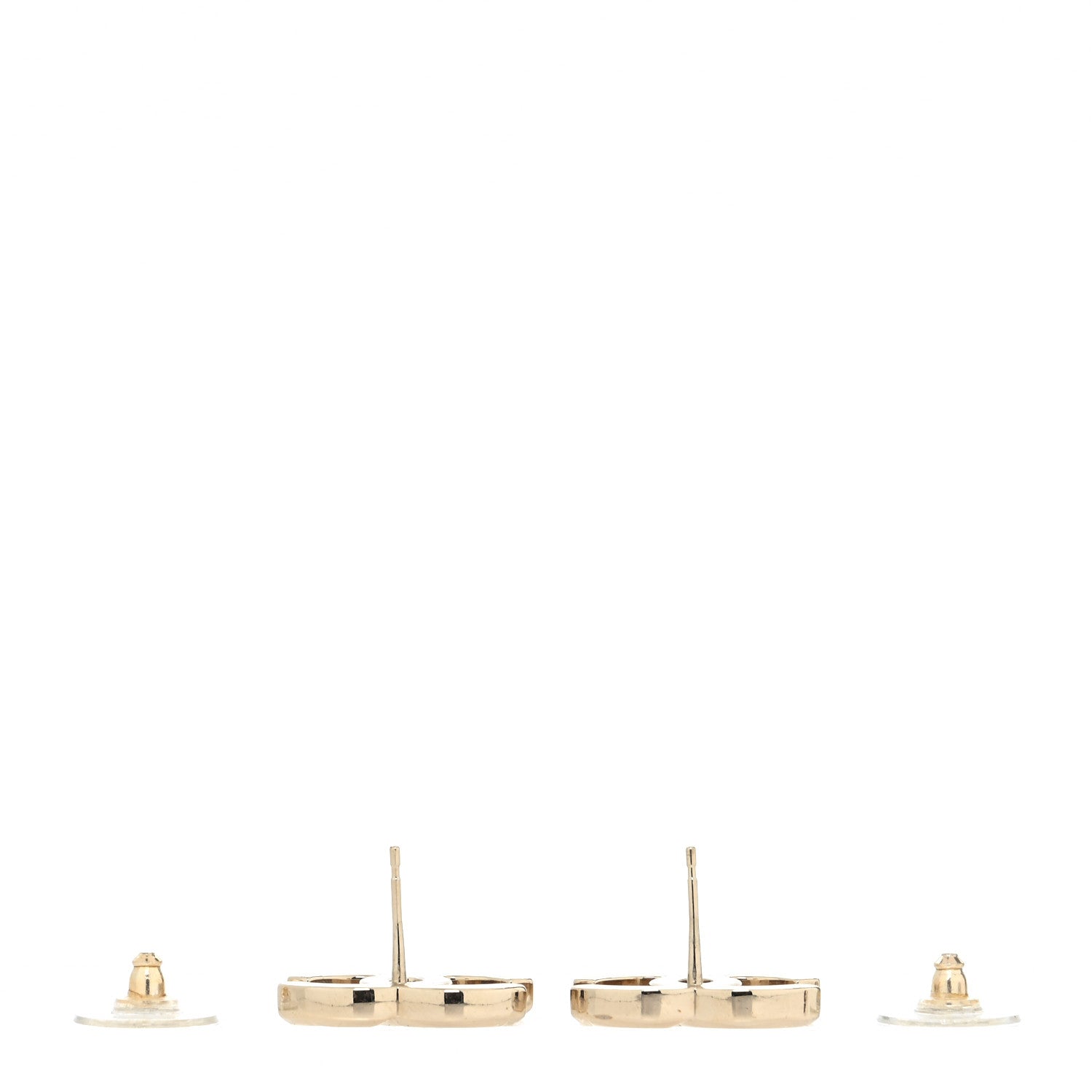 Chanel Metal CC Stud Earrings Gold 3 of 4