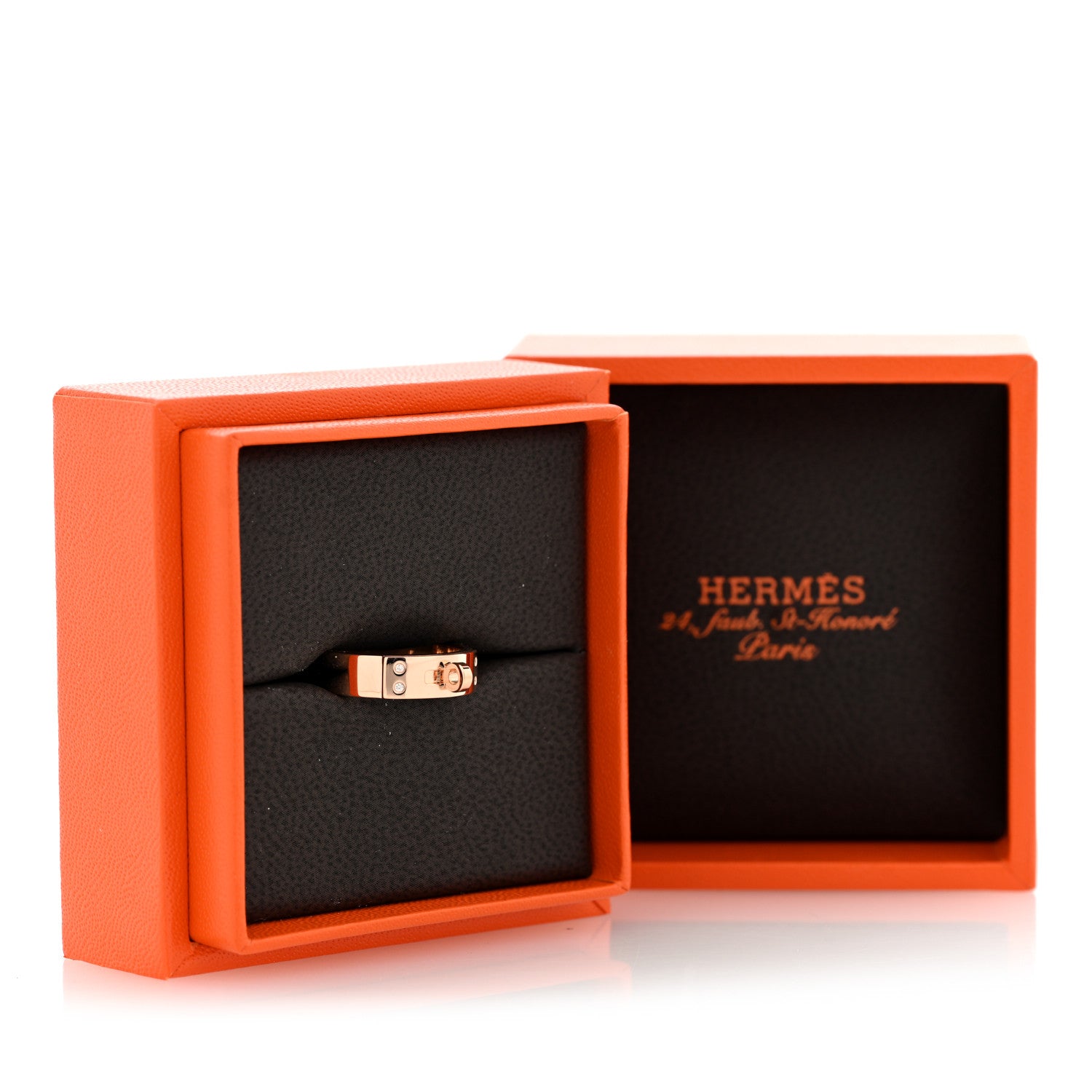 Hermes 18K Rose Gold Diamond PM Kelly Ring 52 6 5 of 5