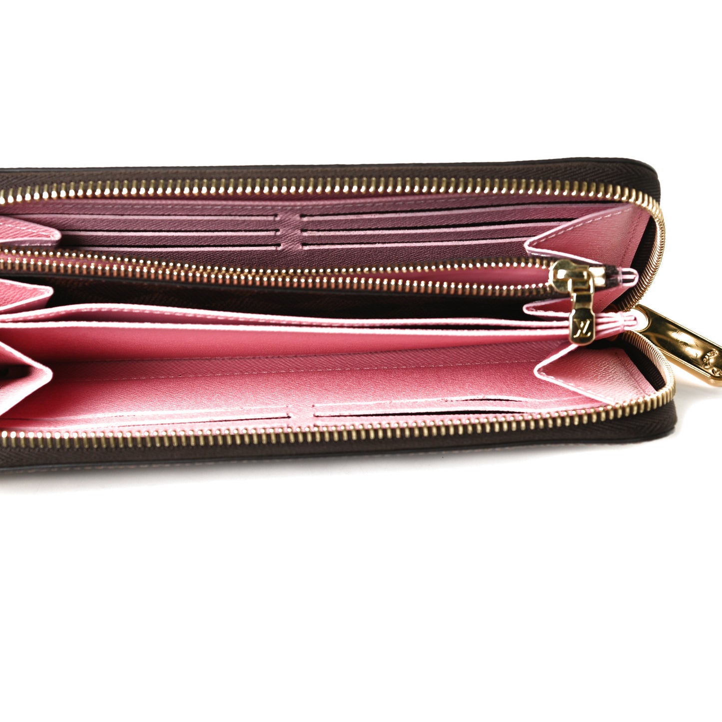 Damier Ebene Studded Zippy Wallet Rose Ballerine