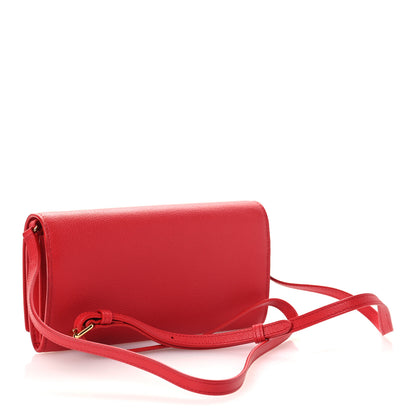 Burberry Grainy Calfskin Logo Henley Wallet On Chain Red 3 of 15