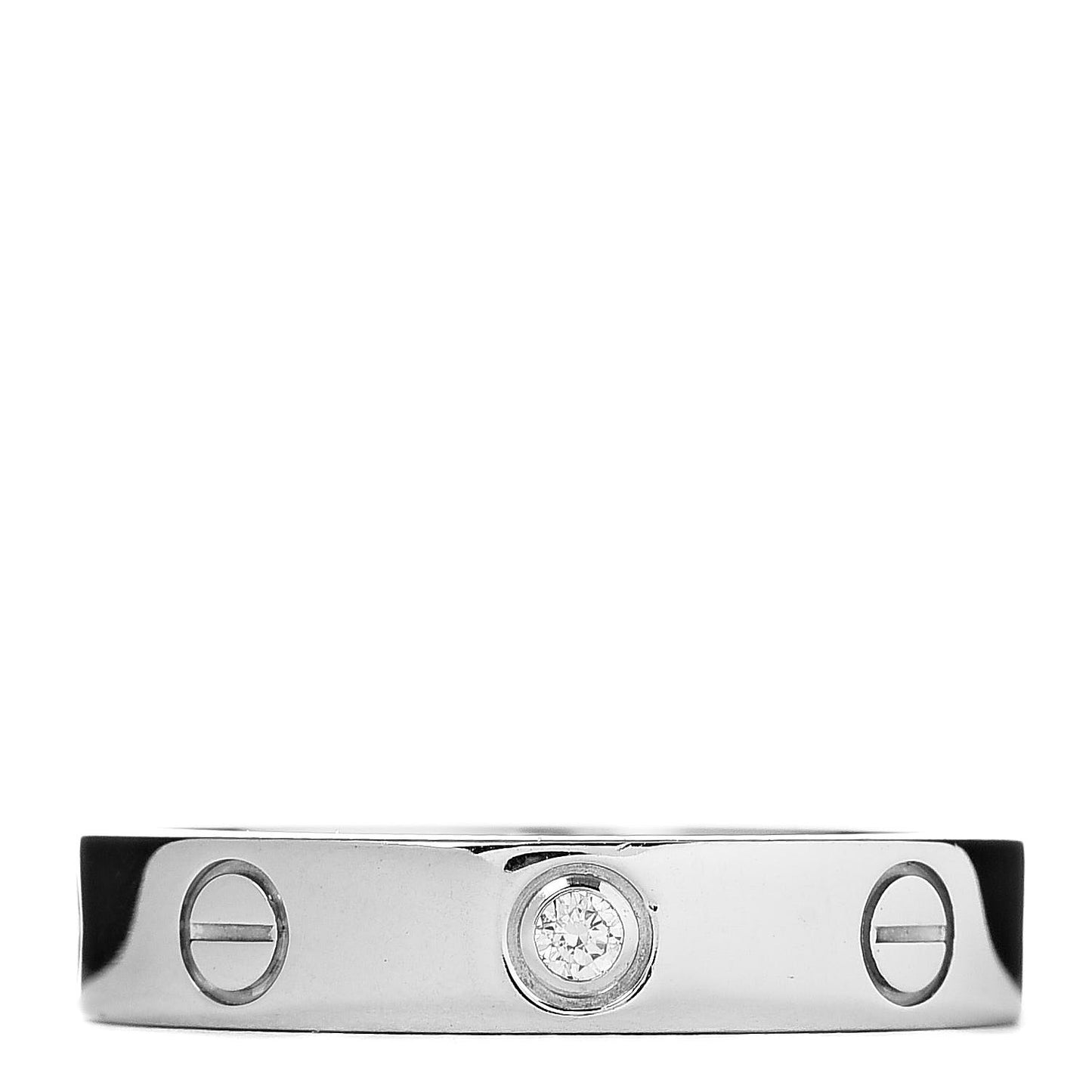 18K White Gold Diamond 4mm LOVE Wedding Band Ring 52 6