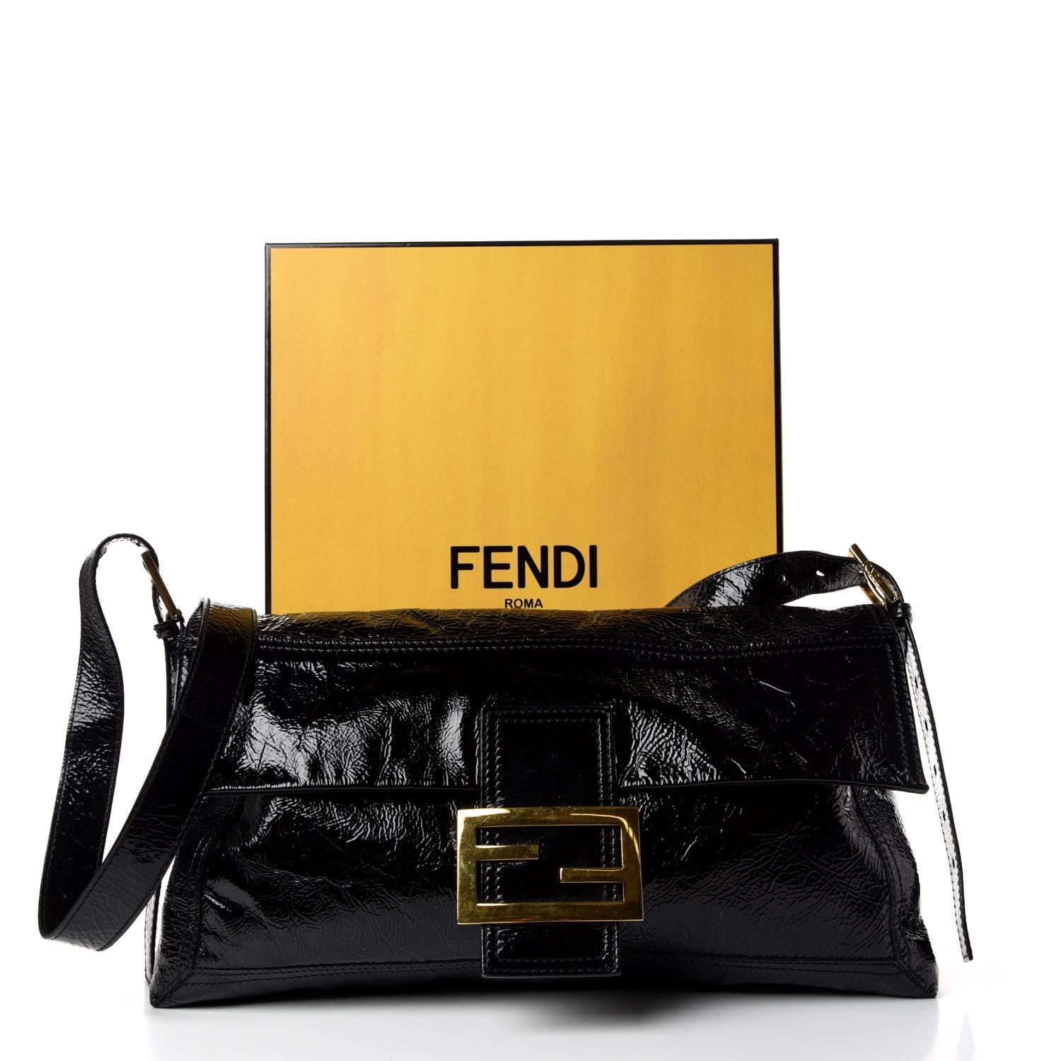 Fendi Vitello Naplak Large Convertible Baguette Black 10 of 10