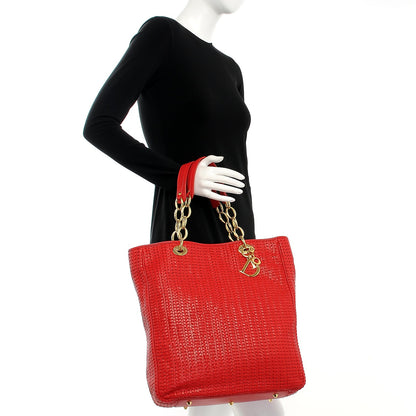 Christian Dior Lambskin Woven Large Dior Soft Tote Rouge Moyen 2 of 7
