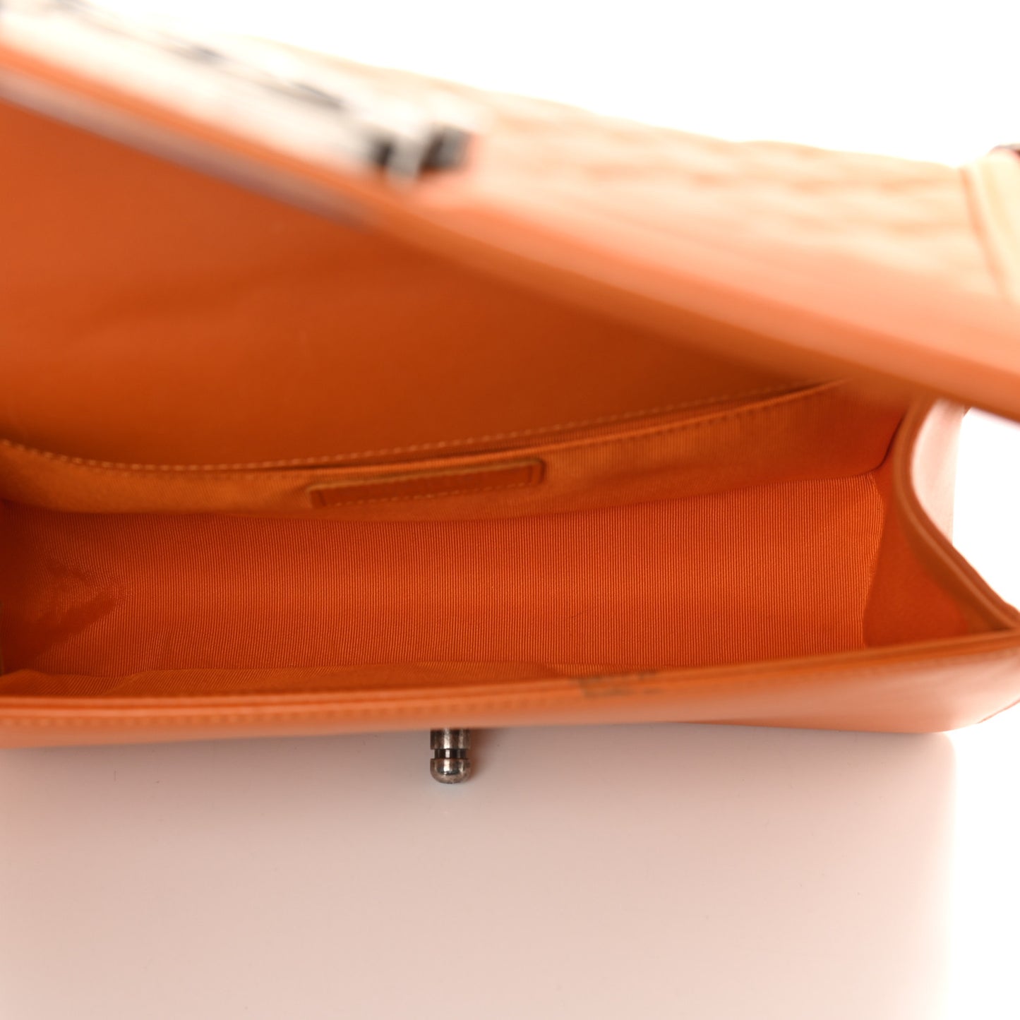 Lambskin Quilted Medium Boy Flap Orange