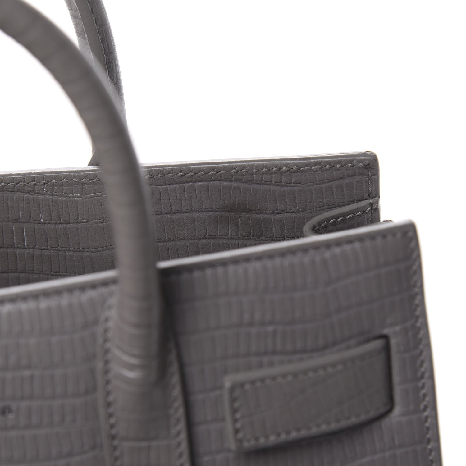 Saint Laurent Calfskin Lizard Embossed Nano Sac De Jour Fog 11 of 15