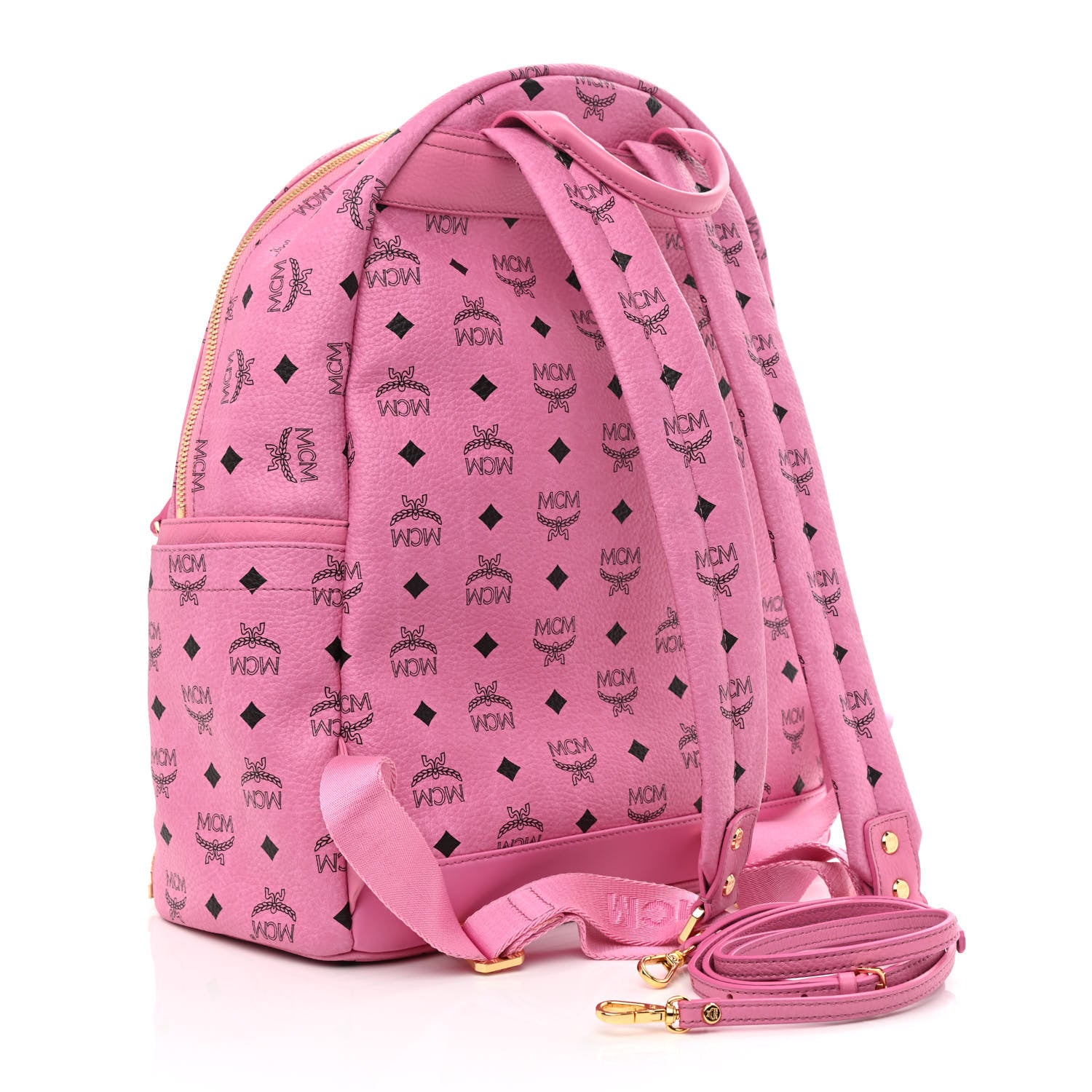 MCM Visetos Studded Medium Dual Stark Backpack Pink 3 of 10