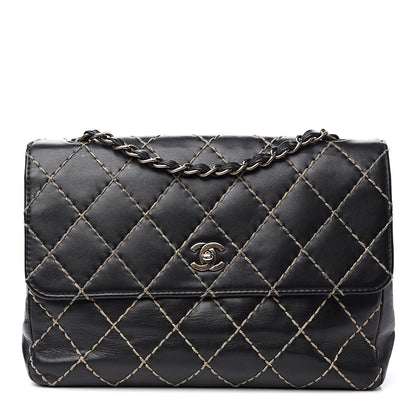 Chanel Calfskin Wild Stitch Jumbo Flap Black 1 of 16