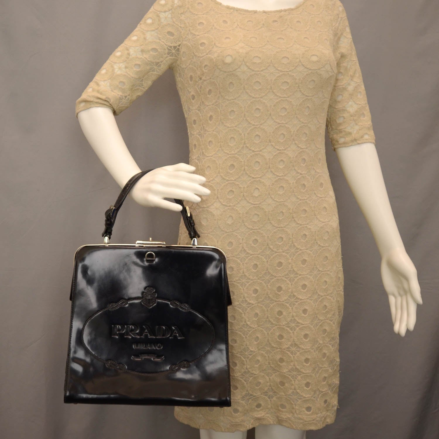 Prada Spazzolato Logo Print Framed Bag Nero Black 2 of 9