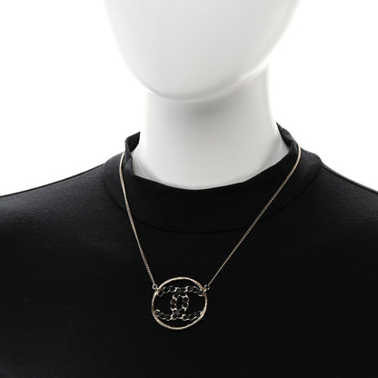 Chanel Metal Lambskin CC Round Pendant Necklace Gold 2 of 5