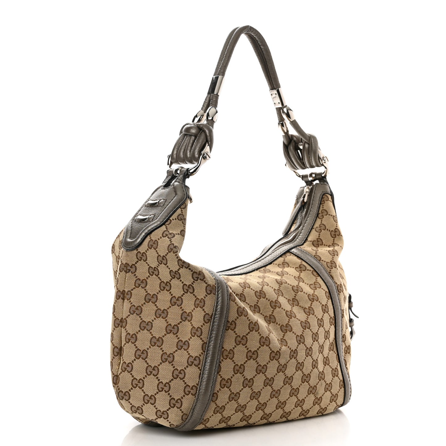 Monogram Medium Techno Horsebit Hobo Pewter