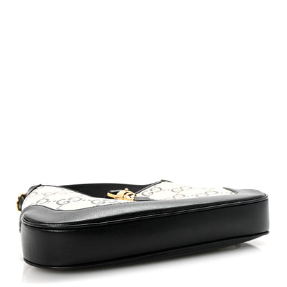 Gucci Azalea Calfskin GG Monogram Bi-Color Debossed Small Jackie 1961 Hobo Mystic White Black 4 of 10