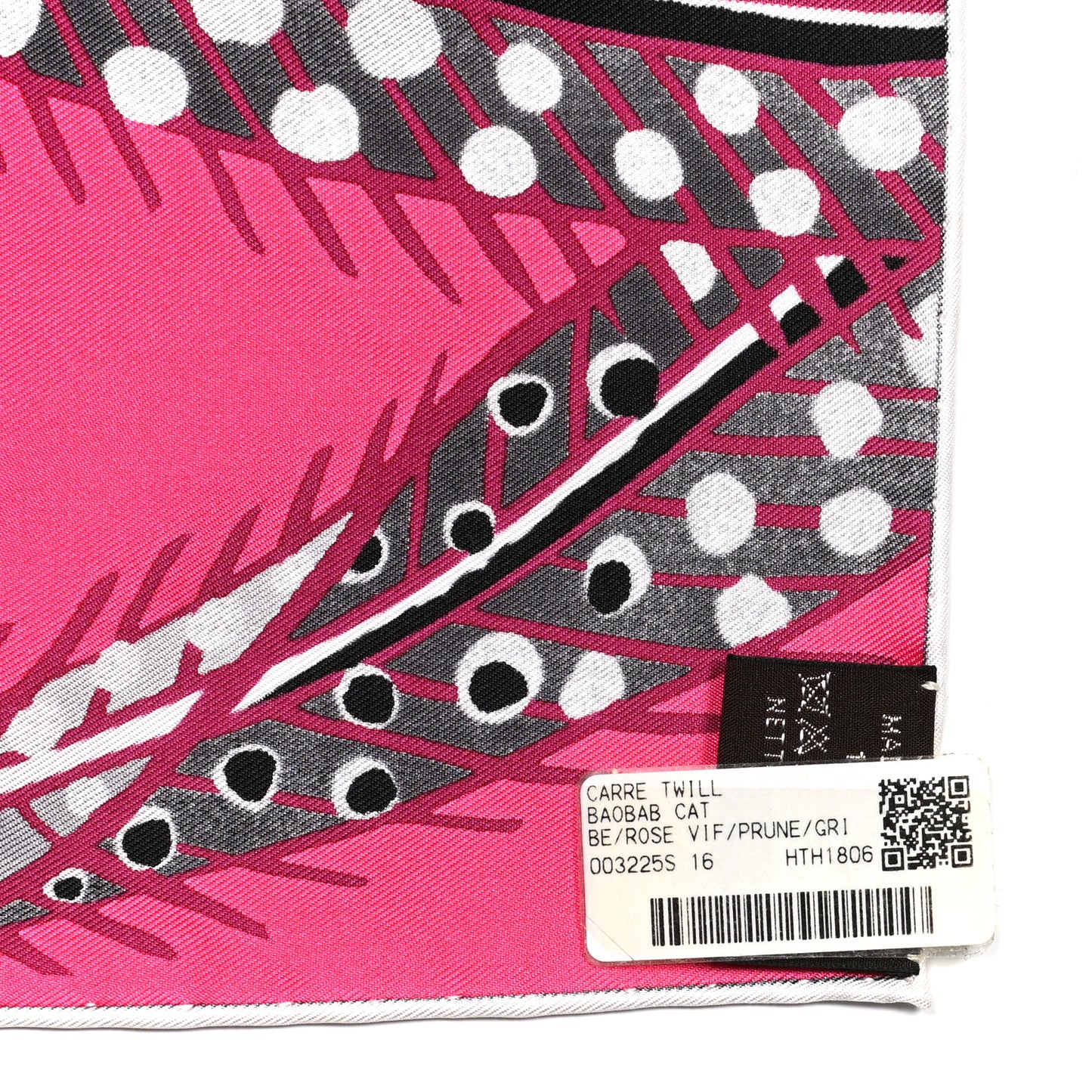 Silk Baobab Cat Scarf 90 Rose Vif Prune Gris