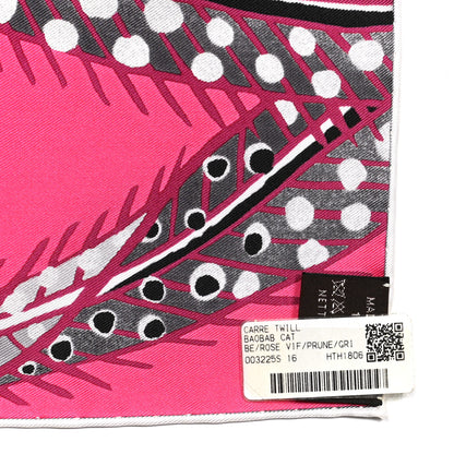 Hermes Silk Baobab Cat Scarf 90 Rose Vif Prune Gris 2 of 6