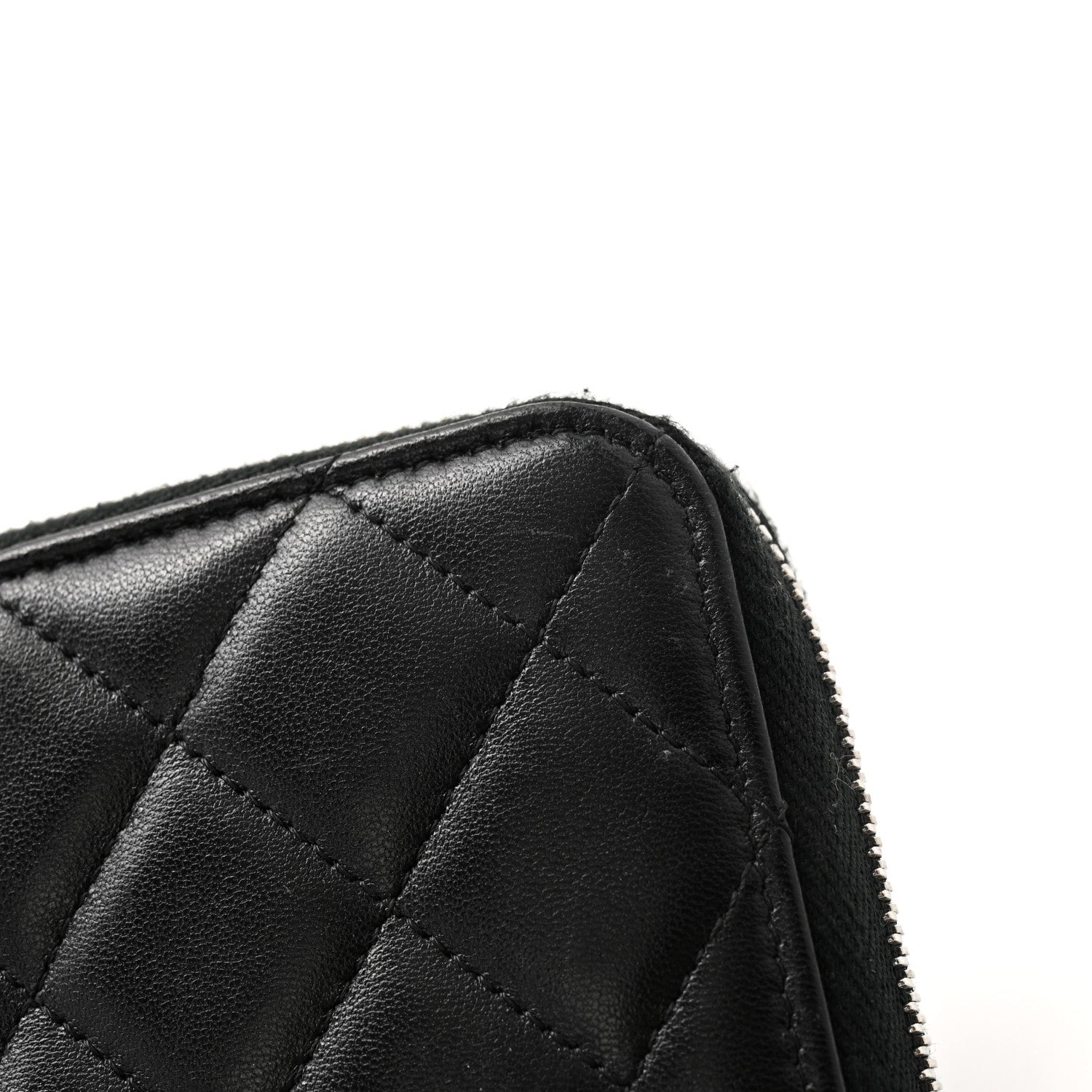 Chanel Lambskin Quilted Large Gusset Zip Around Wallet Black 12 of 13