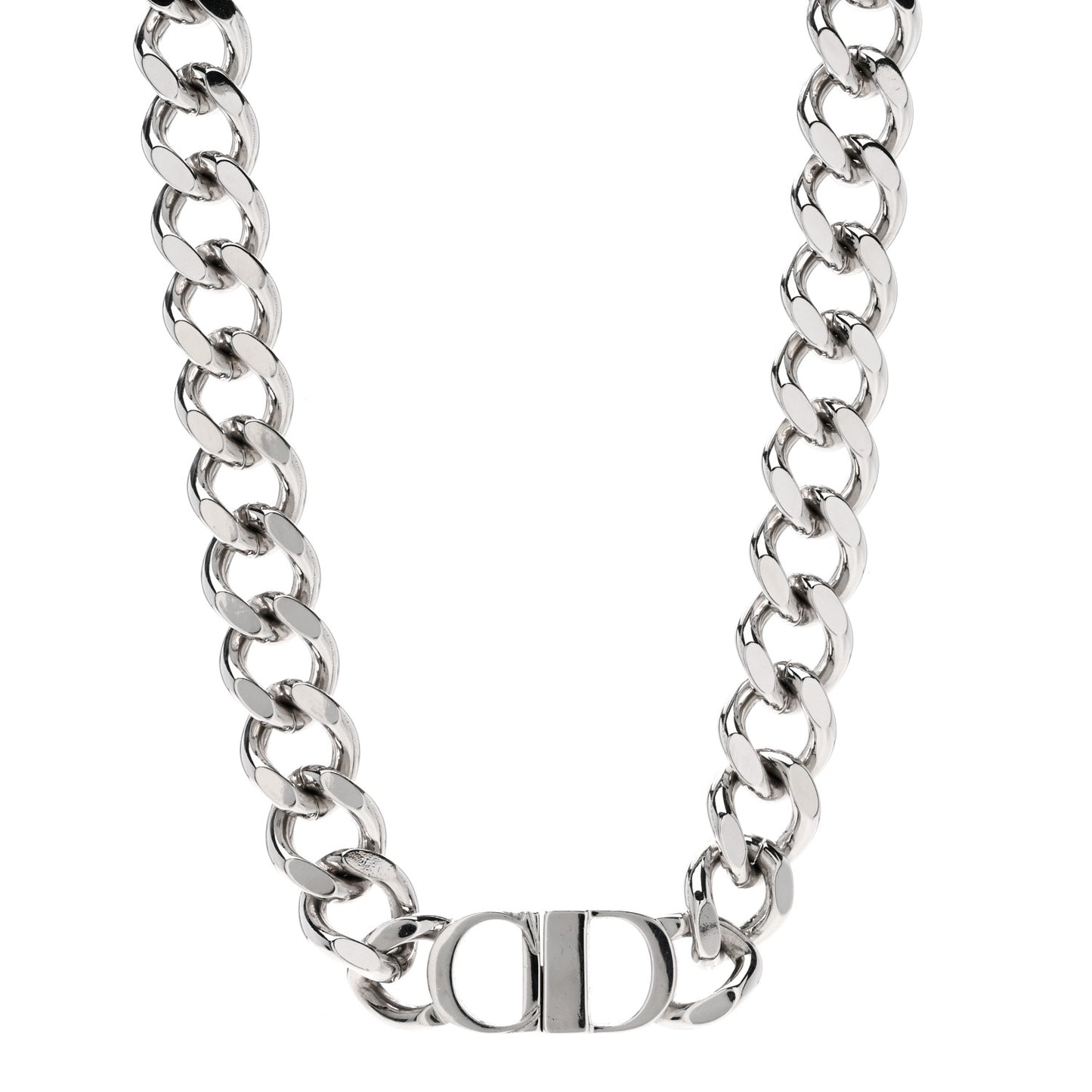 Brass CD Icon Chain Link Necklace Silver