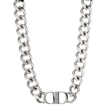 Christian Dior Brass CD Icon Chain Link Necklace Silver 1 of 4