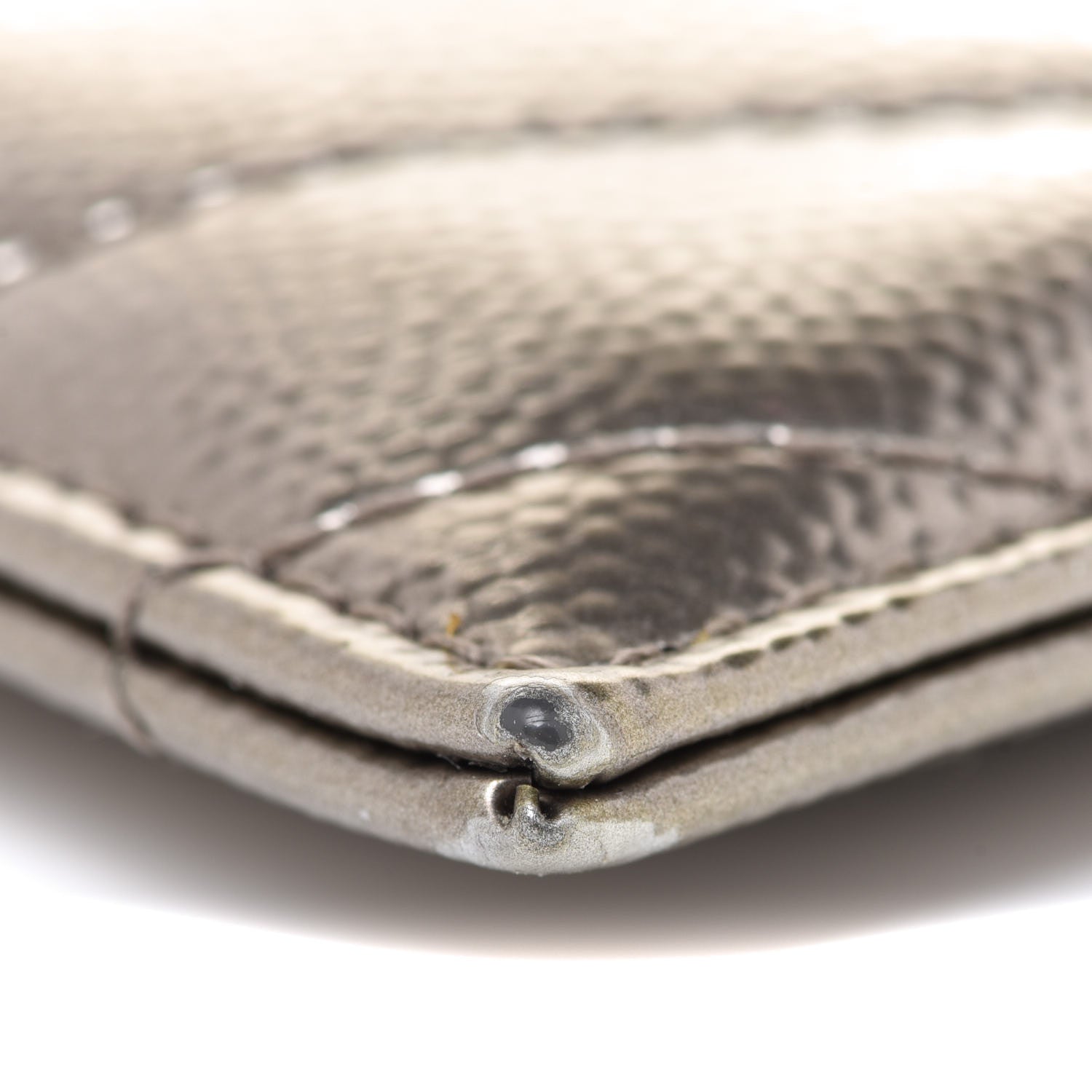 Saint Laurent Metallic Grain De Poudre Matelasse Chevron Monogram Credit Card Case Pimbo 8 of 11