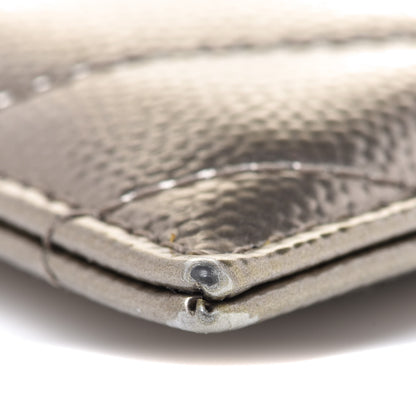 Saint Laurent Metallic Grain De Poudre Matelasse Chevron Monogram Credit Card Case Pimbo 8 of 11