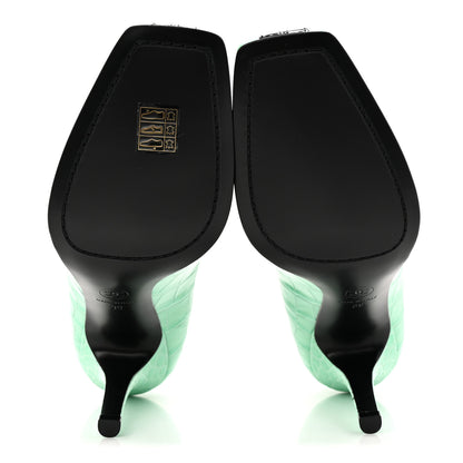 Chanel Crocodile Embossed Patent Calfskin Pumps 39 Green Black 6 of 10