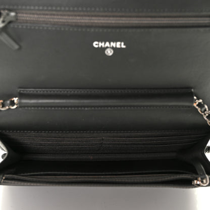 Chanel Patent Quilted Wallet On Chain WOC Dark Grey 4 of 13