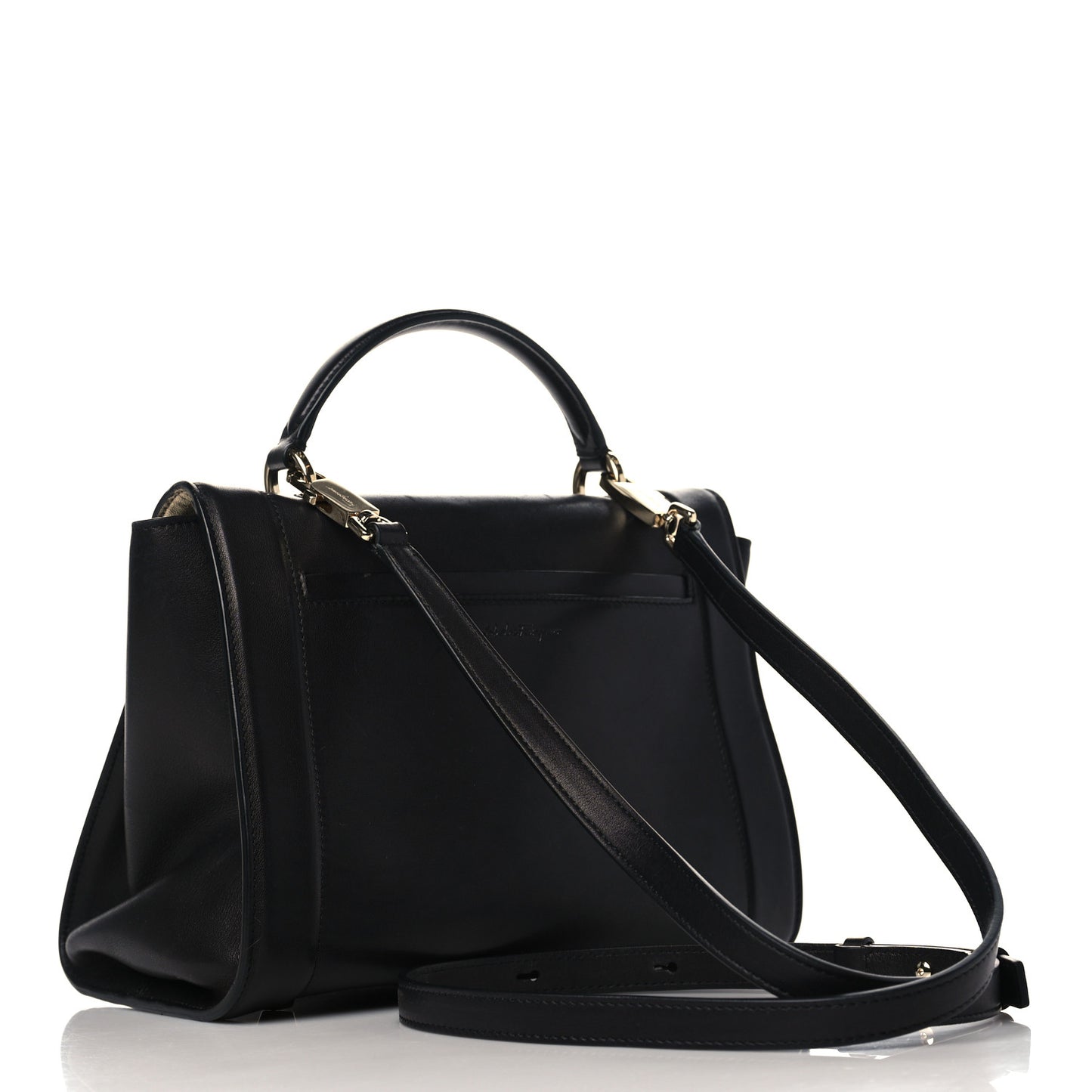 Calfskin Sofia Rainbow Top Handle Bag Black