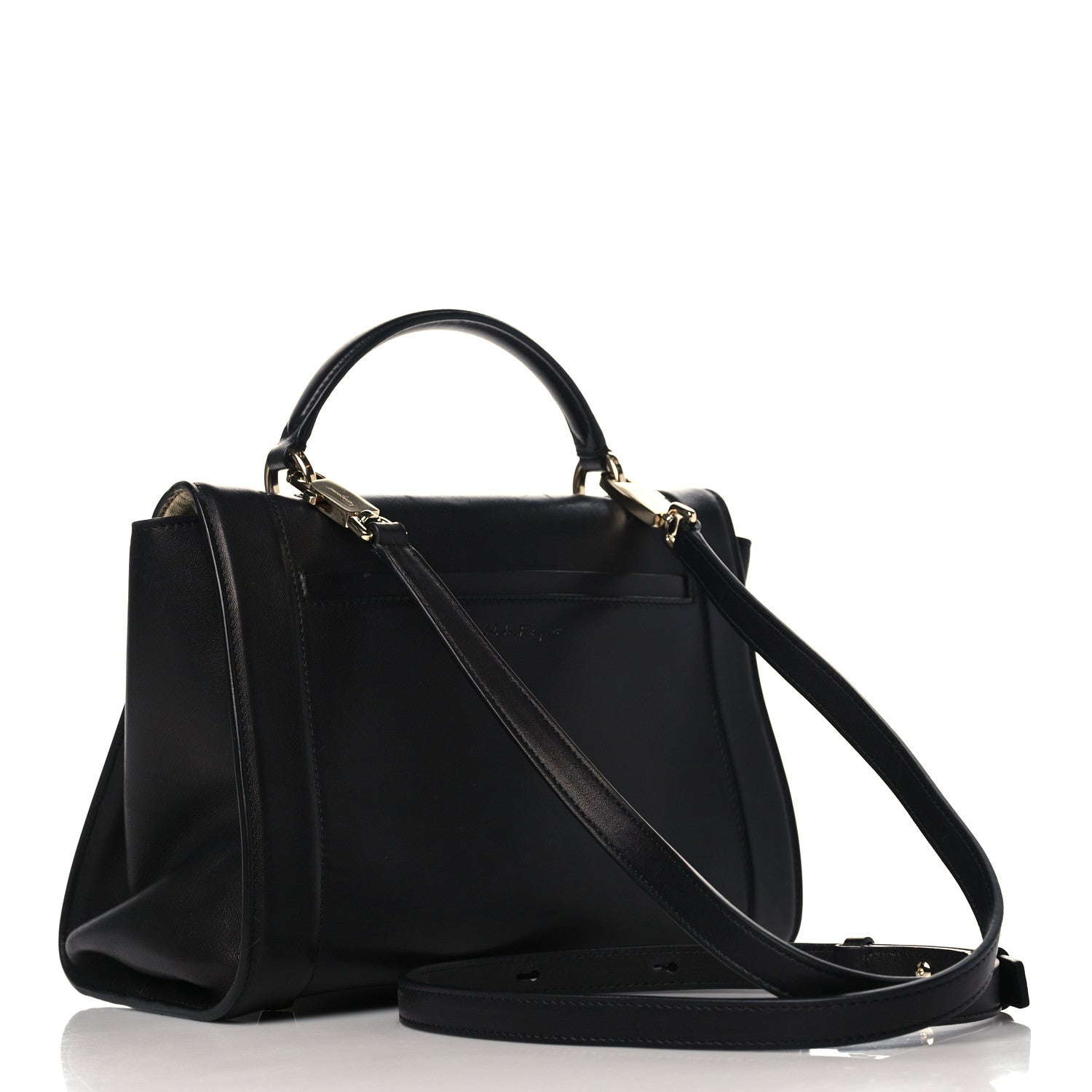 Salvatore Ferragamo Calfskin Sofia Rainbow Top Handle Bag Black 3 of 9