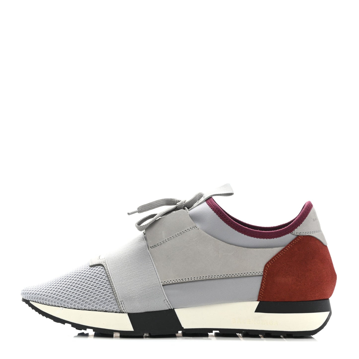 Mesh Calfskin Neoprene Mens Race Runner Sneakers 42 Grey Burgundy