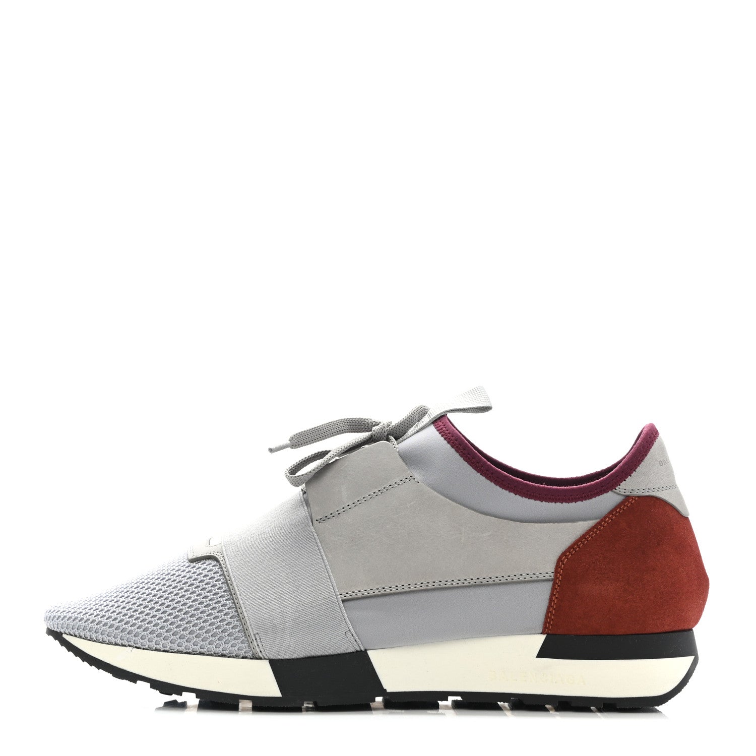 Balenciaga Mesh Calfskin Neoprene Mens Race Runner Sneakers 42 Grey Burgundy 1 of 7