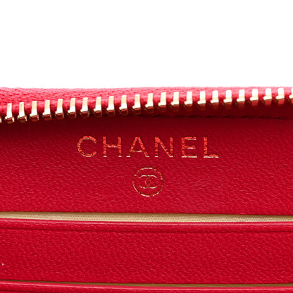 Chanel Lambskin Quilted Medium Zip Around Wallet Dark Pink 6 of 7