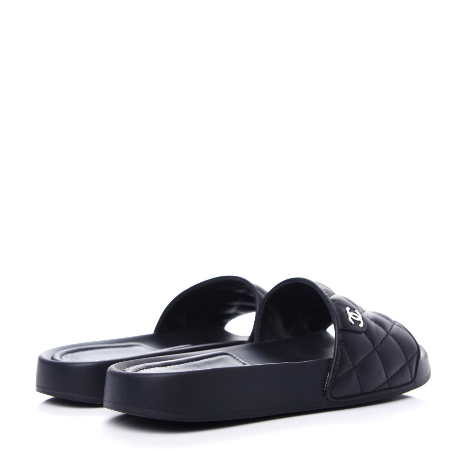 Lambskin Quilted CC Mules Sandals 35 Black