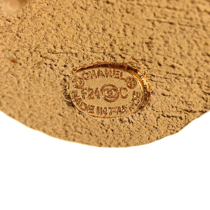 Chanel Metal Enamel CC Round Earrings Gold Pink Black 4 of 5