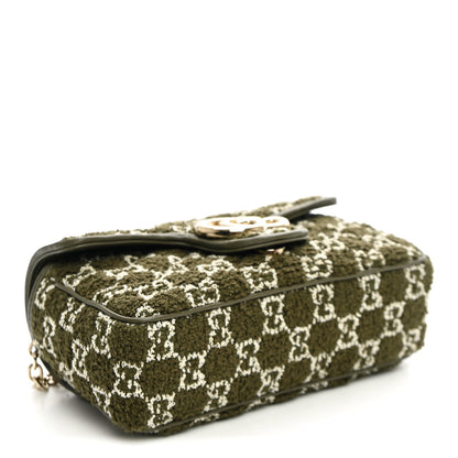 Gucci Tweed GG Monogram Mini GG Marmont Shoulder Bag Green 4 of 9