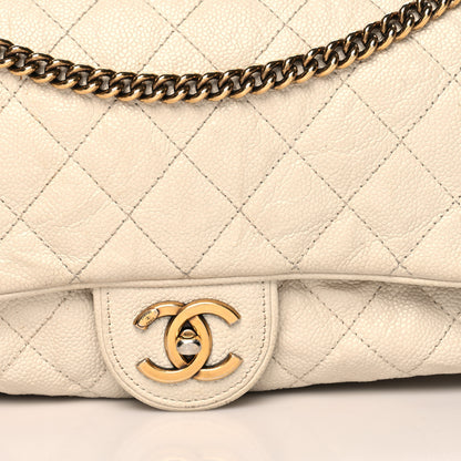 Chanel Crumpled Grained Calfskin Quilted Large Shiva Flap Dark White 9 of 19