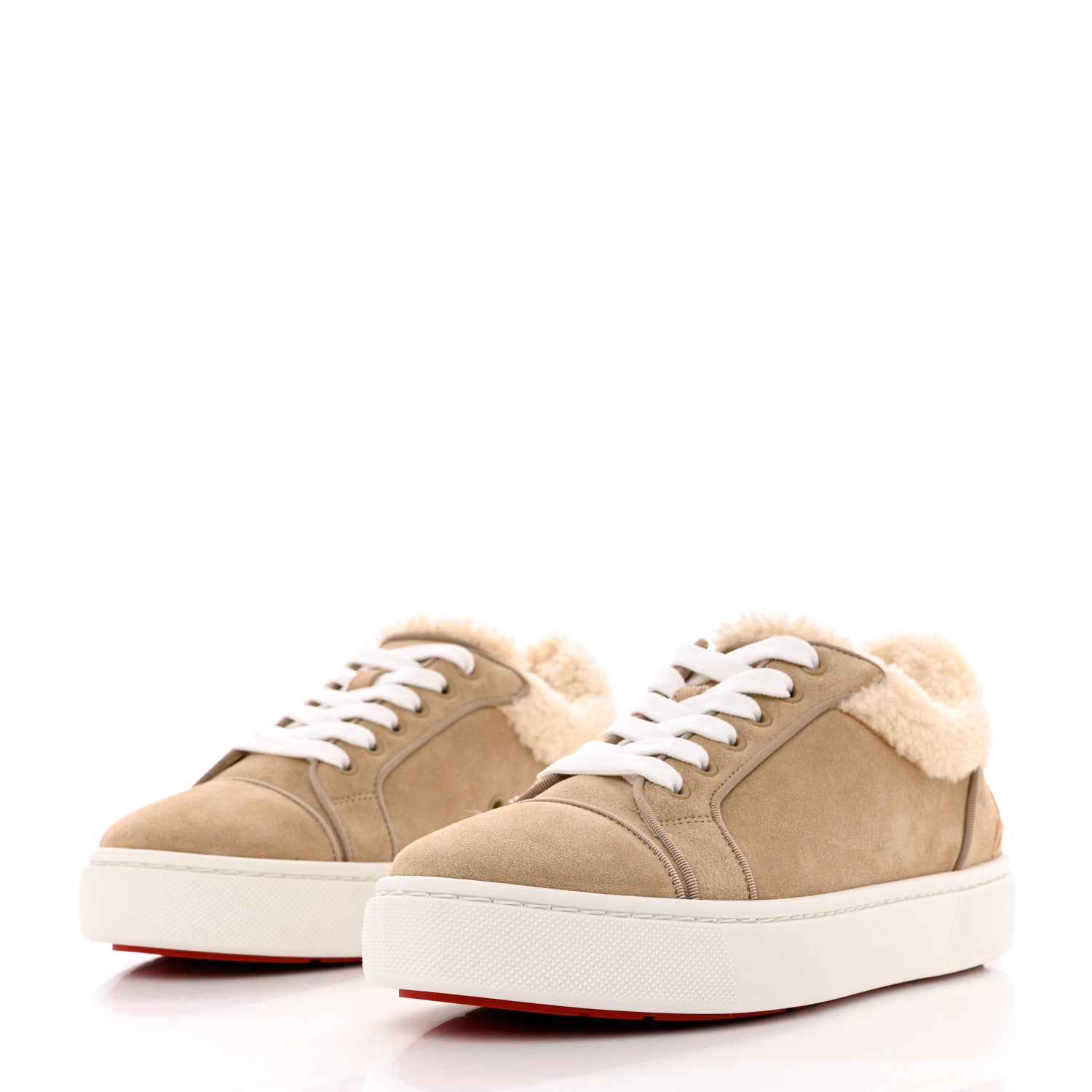 Christian Louboutin Suede Shearling Fun Vierissima Flat Sneakers 39 Atlas 3 of 8