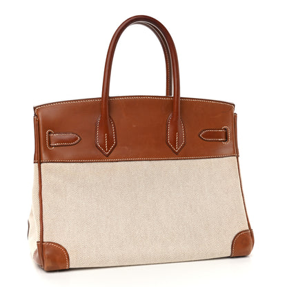 Hermes Toile Barenia Birkin 30 Fauve 3 of 26