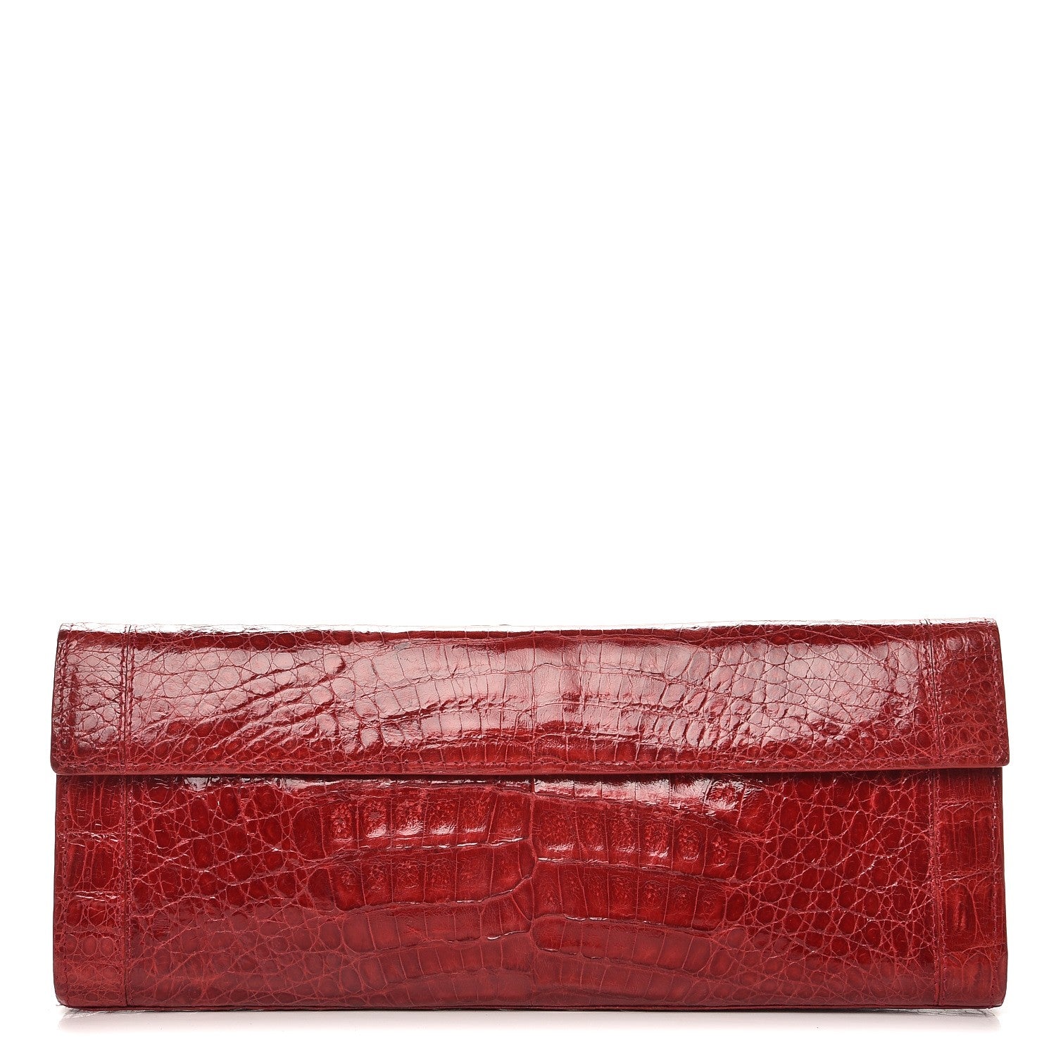 Nancy Gonzalez Glossy Crocodile Foldover Clutch Red 1 of 7