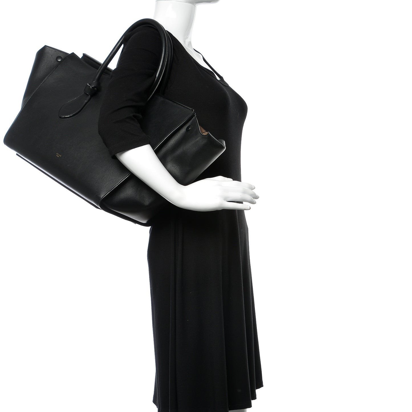 Natural Calfskin Medium Tie Knot Tote Black