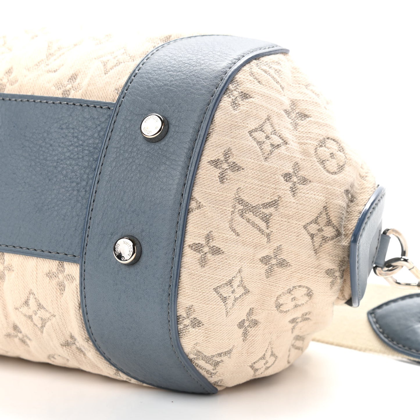 Monogram Denim Pochette Round Blue
