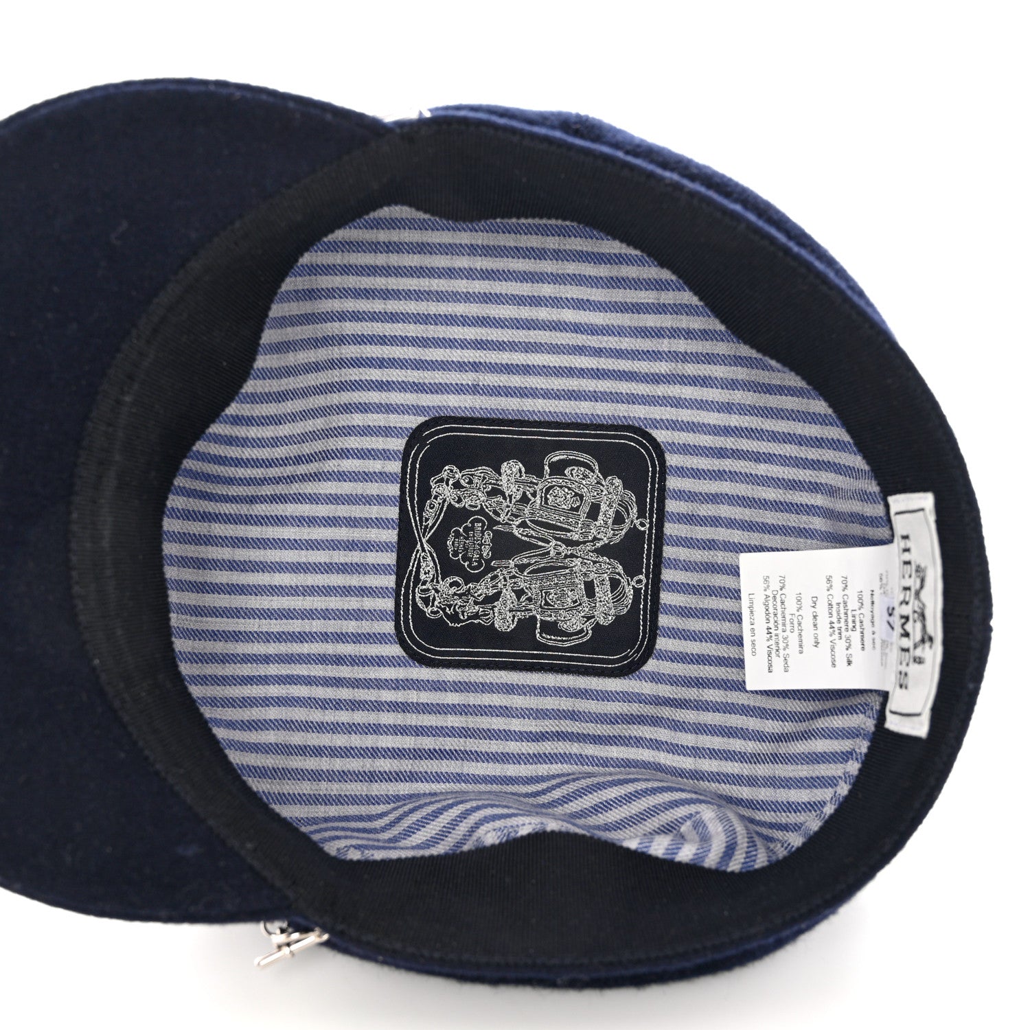 Hermes Cashmere Womens Belle-Ile Cap 57 Navy 7 of 8