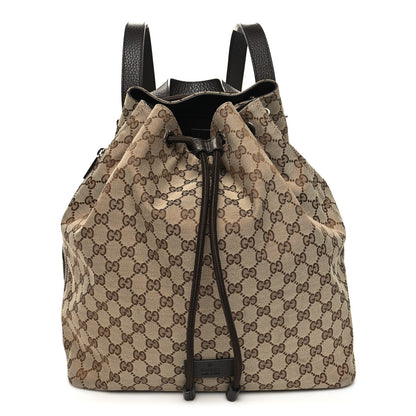 Gucci Monogram Dollar Calfskin O Drawstring Backpack Beige Ebony Testa di Moro Dark Chocolate 1 of 10