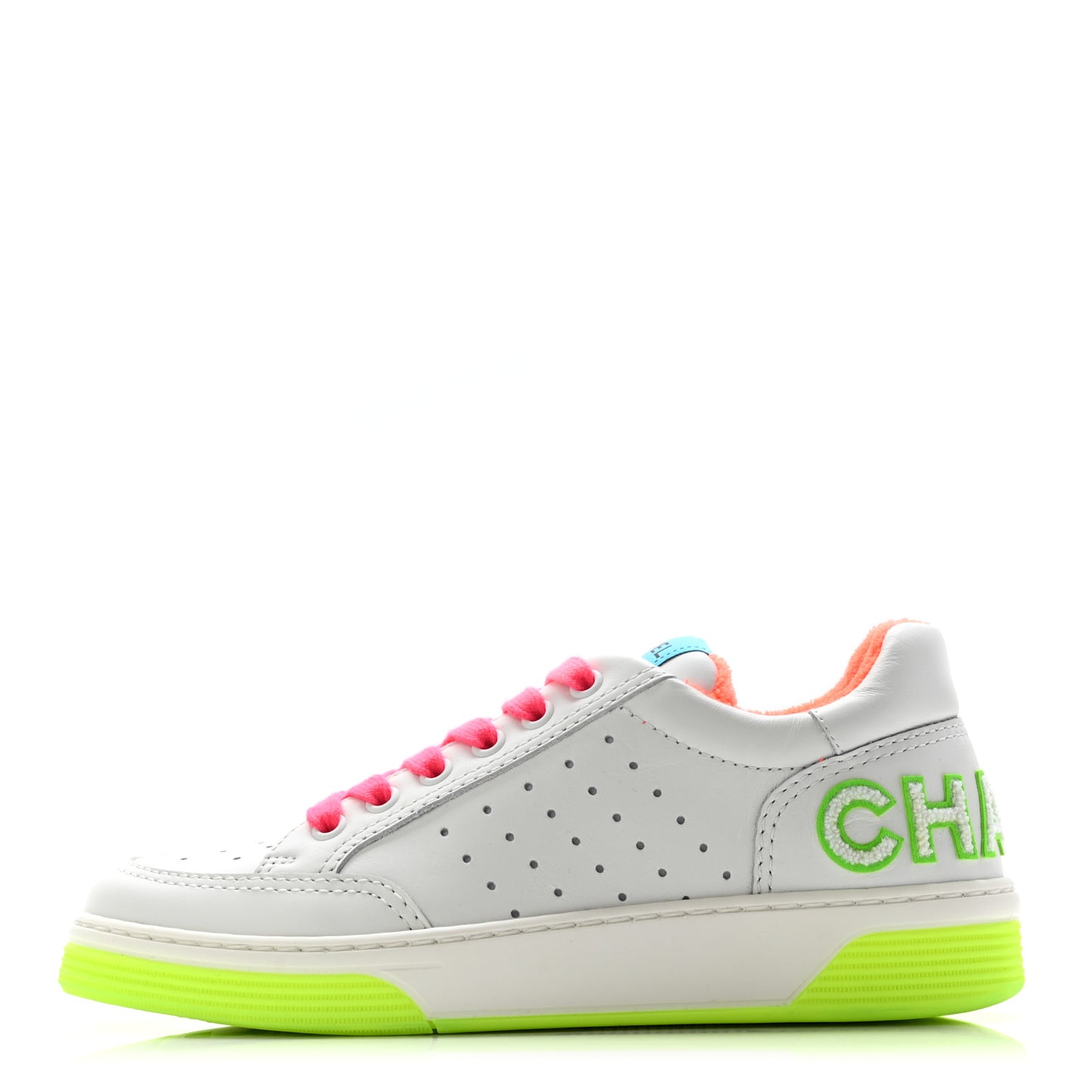 Calfskin Womens Logo Sneakers 36 White Multicolor