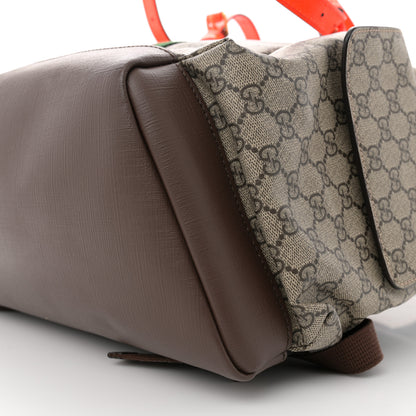Gucci GG Supreme Monogram Medium Ophidia Double Buckle Backpack Beige Ebony Neon Orange 9 of 10