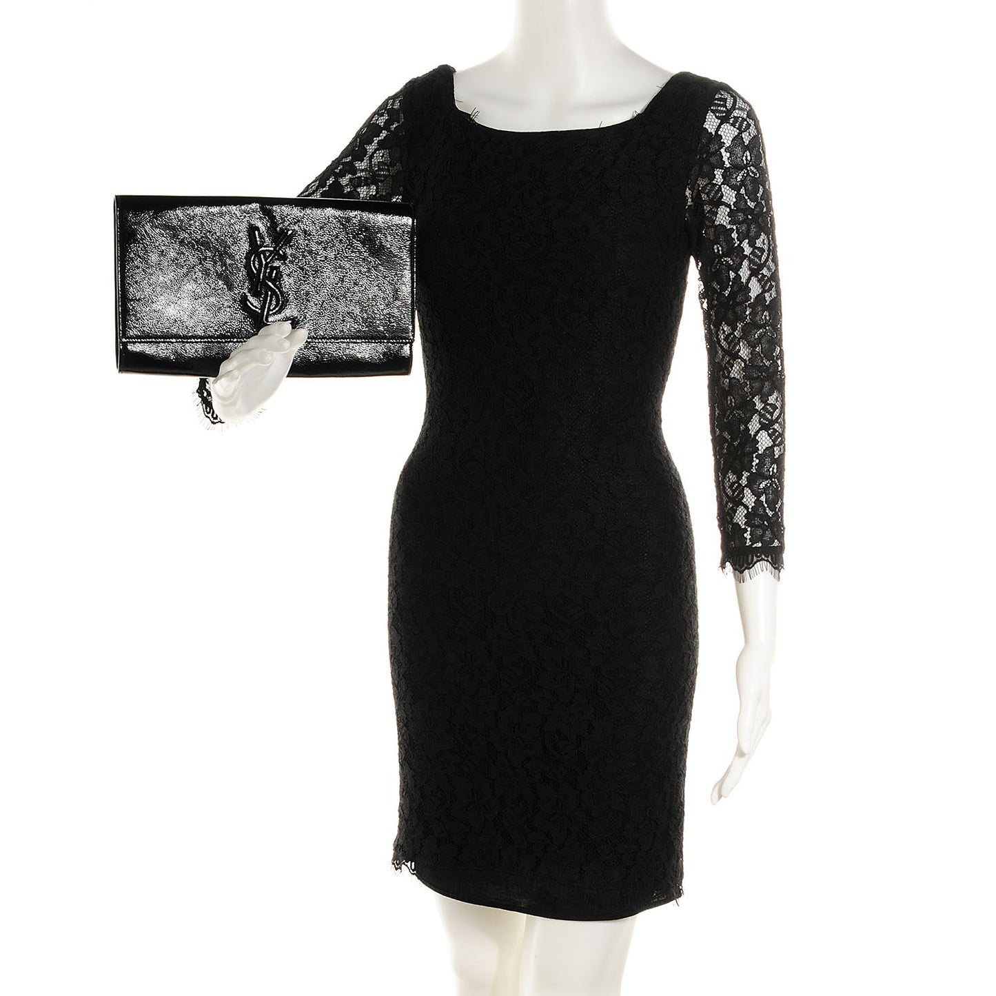 Textured Patent Monogram Large Belle De Jour Clutch Black