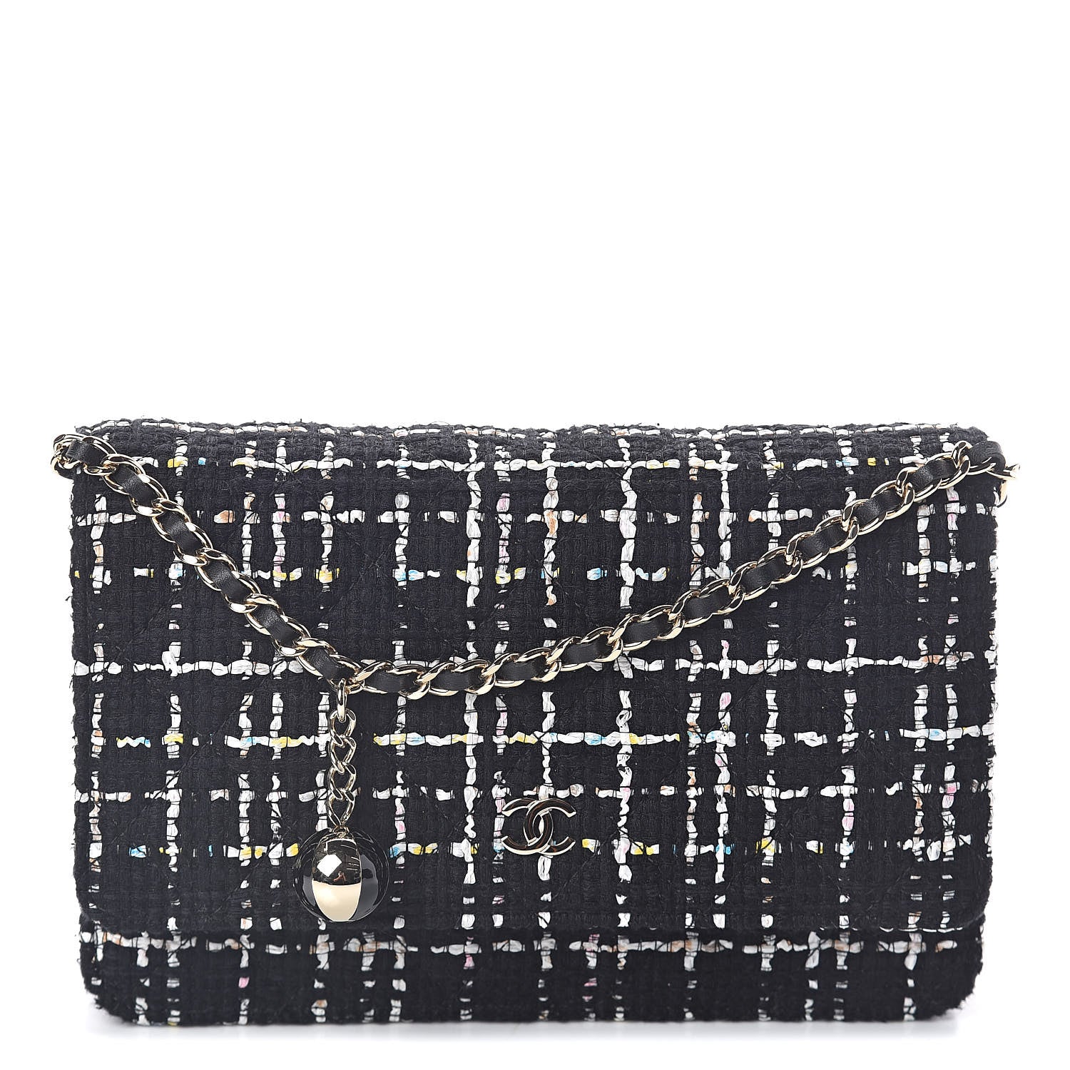 Chanel Tweed Wallet On Chain WOC Black 1 of 12