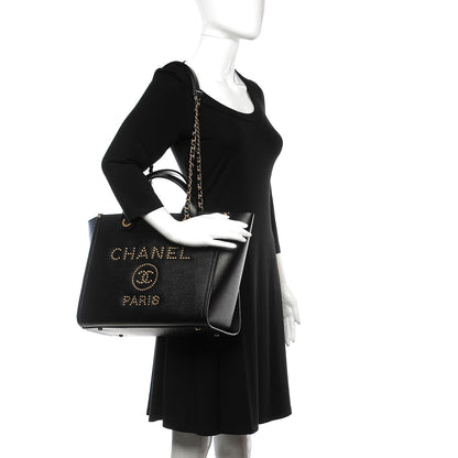 Chanel Caviar Small Studded Deauville Tote Black 2 of 8