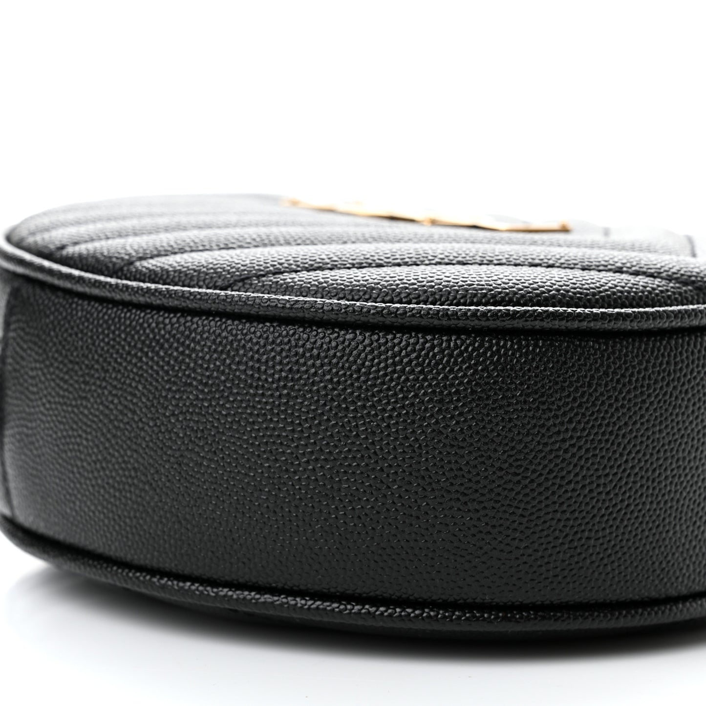 Grain De Poudre Matelasse Chevron Quilted Round Vinyle Camera Bag Black