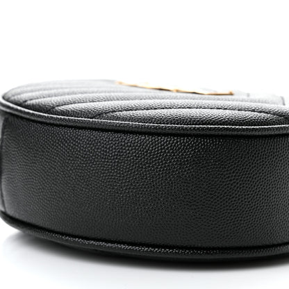 Saint Laurent Grain De Poudre Matelasse Chevron Quilted Round Vinyle Camera Bag Black 7 of 8